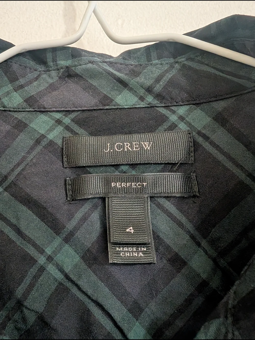 J. Crew 100% Cotton Green and Black Plaid Button-Down Shirt